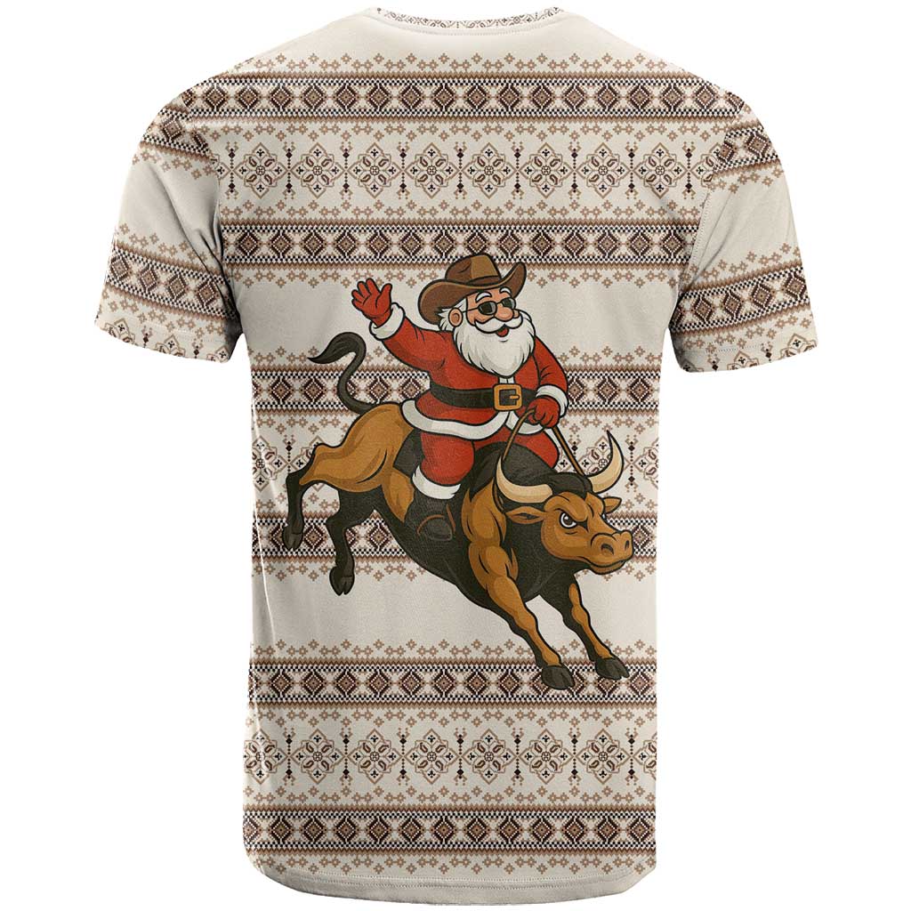 Riding Bulls Punchin Fools Christmas T Shirt Xmas Holiday Patterns - Wonder Print Shop