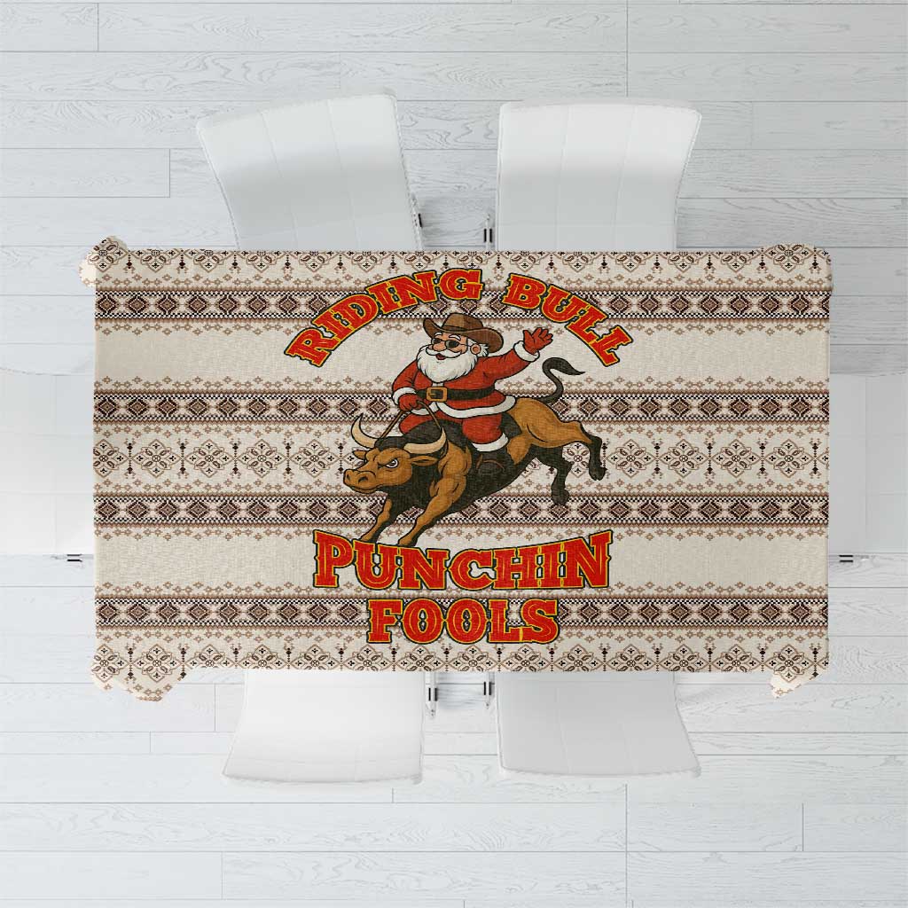 Riding Bulls Punchin Fools Christmas Tablecloth Xmas Holiday Patterns - Wonder Print Shop