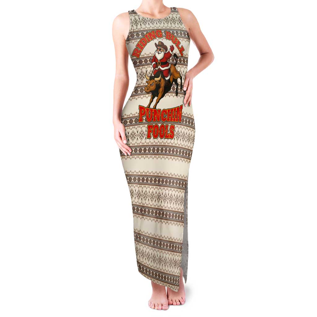 Riding Bulls Punchin Fools Christmas Tank Maxi Dress Xmas Holiday Patterns - Wonder Print Shop