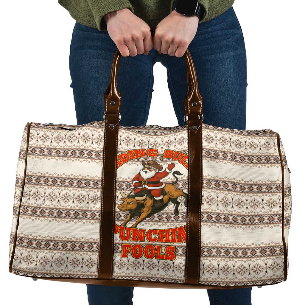 Riding Bulls Punchin Fools Christmas Travel Bag Xmas Holiday Patterns - Wonder Print Shop