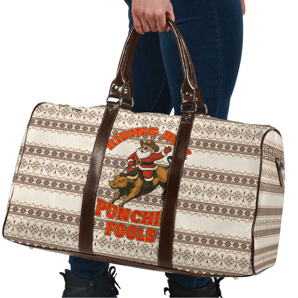 Riding Bulls Punchin Fools Christmas Travel Bag Xmas Holiday Patterns - Wonder Print Shop