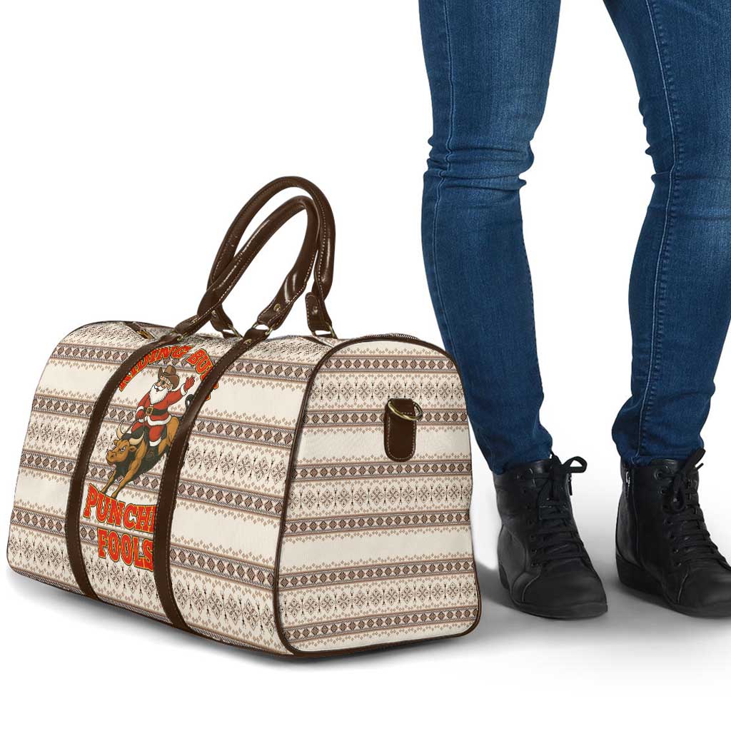 Riding Bulls Punchin Fools Christmas Travel Bag Xmas Holiday Patterns - Wonder Print Shop
