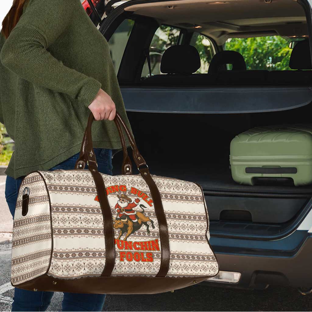 Riding Bulls Punchin Fools Christmas Travel Bag Xmas Holiday Patterns - Wonder Print Shop
