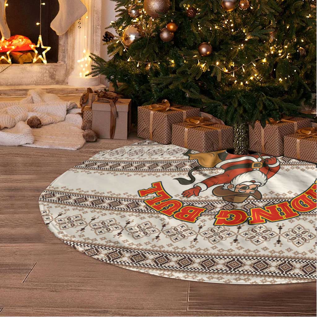 Riding Bulls Punchin Fools Christmas Tree Skirt Xmas Holiday Patterns - Wonder Print Shop