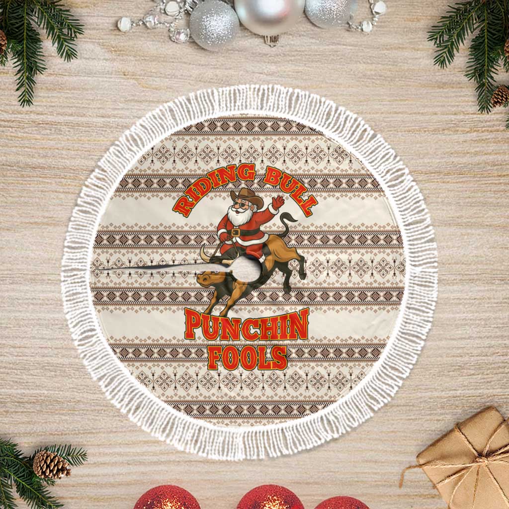 Riding Bulls Punchin Fools Christmas Tree Skirt Xmas Holiday Patterns - Wonder Print Shop