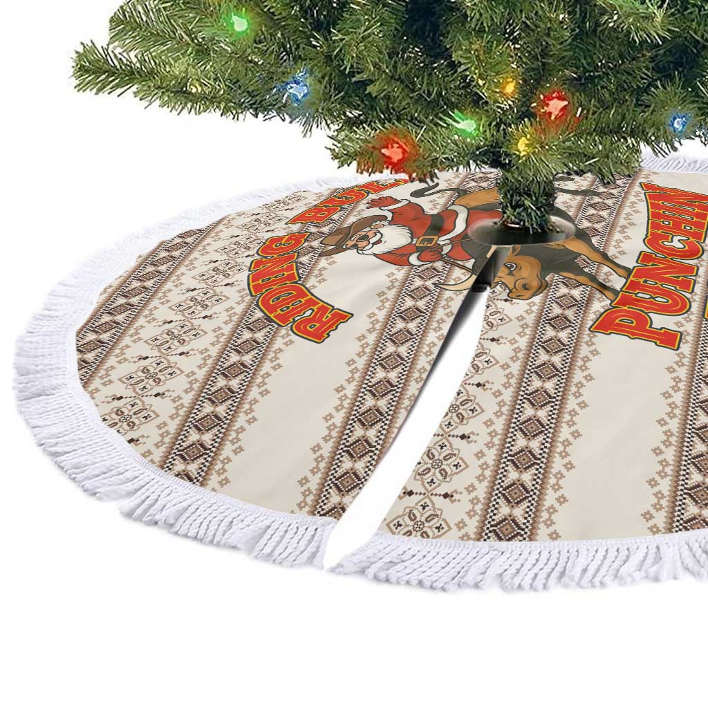 Riding Bulls Punchin Fools Christmas Tree Skirt Xmas Holiday Patterns - Wonder Print Shop