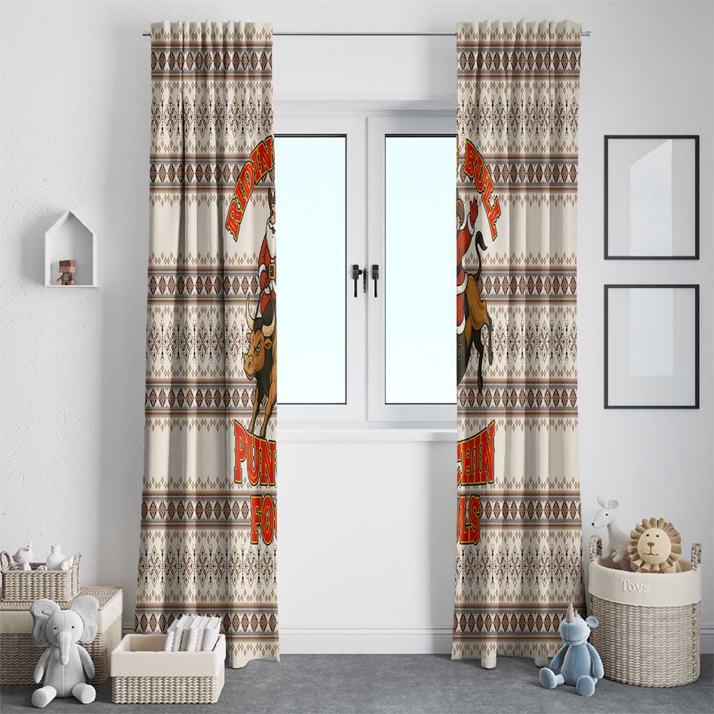 Riding Bulls Punchin Fools Christmas Window Curtain Xmas Holiday Patterns - Wonder Print Shop