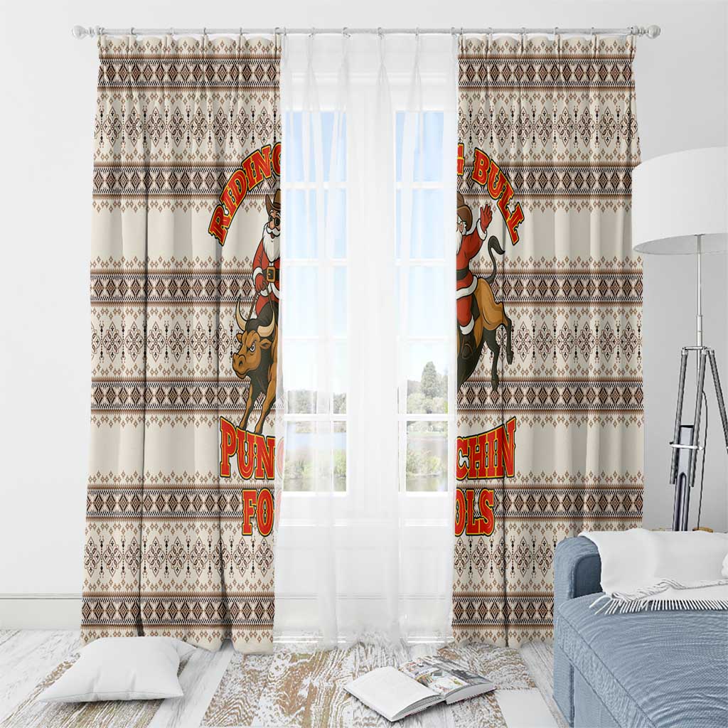 Riding Bulls Punchin Fools Christmas Window Curtain Xmas Holiday Patterns - Wonder Print Shop