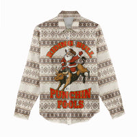 Riding Bulls Punchin Fools Christmas Women Casual Shirt Xmas Holiday Patterns - Wonder Print Shop