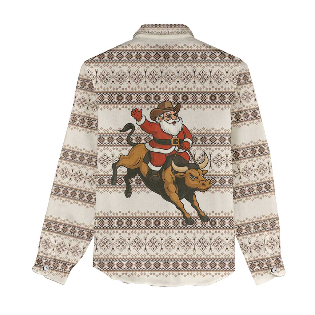 Riding Bulls Punchin Fools Christmas Women Casual Shirt Xmas Holiday Patterns - Wonder Print Shop