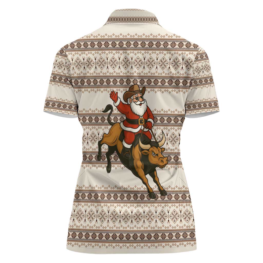 Riding Bulls Punchin Fools Christmas Women Polo Shirt Xmas Holiday Patterns - Wonder Print Shop