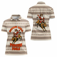 Riding Bulls Punchin Fools Christmas Women Polo Shirt Xmas Holiday Patterns - Wonder Print Shop