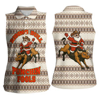 Riding Bulls Punchin Fools Christmas Women Sleeveless Polo Shirt Xmas Holiday Patterns - Wonder Print Shop
