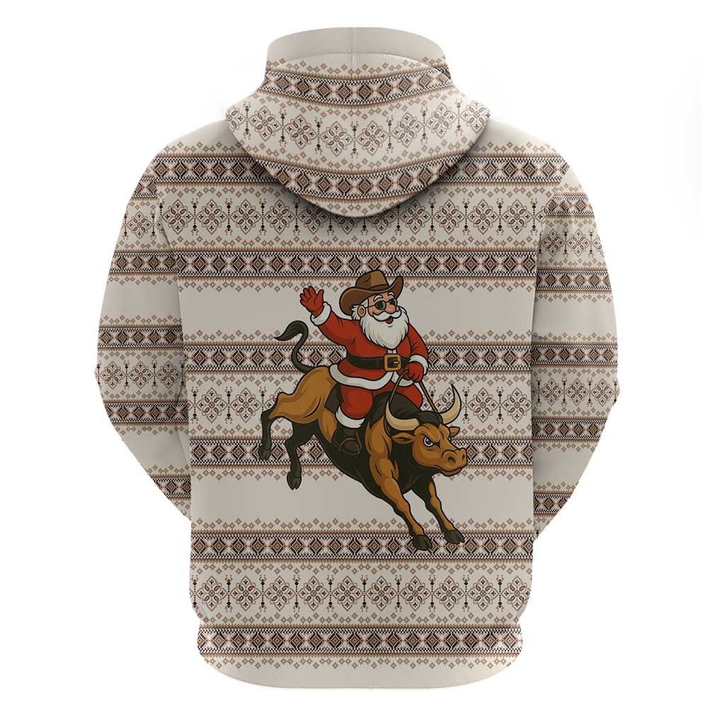 Riding Bulls Punchin Fools Christmas Zip Hoodie Xmas Holiday Patterns - Wonder Print Shop