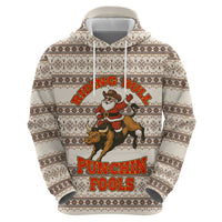 Riding Bulls Punchin Fools Christmas Zip Hoodie Xmas Holiday Patterns - Wonder Print Shop