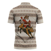 Riding Bulls Punchin Fools Christmas Zipper Polo Shirt Xmas Holiday Patterns - Wonder Print Shop