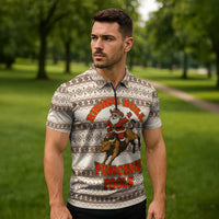 Riding Bulls Punchin Fools Christmas Zipper Polo Shirt Xmas Holiday Patterns - Wonder Print Shop