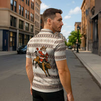 Riding Bulls Punchin Fools Christmas Zipper Polo Shirt Xmas Holiday Patterns - Wonder Print Shop
