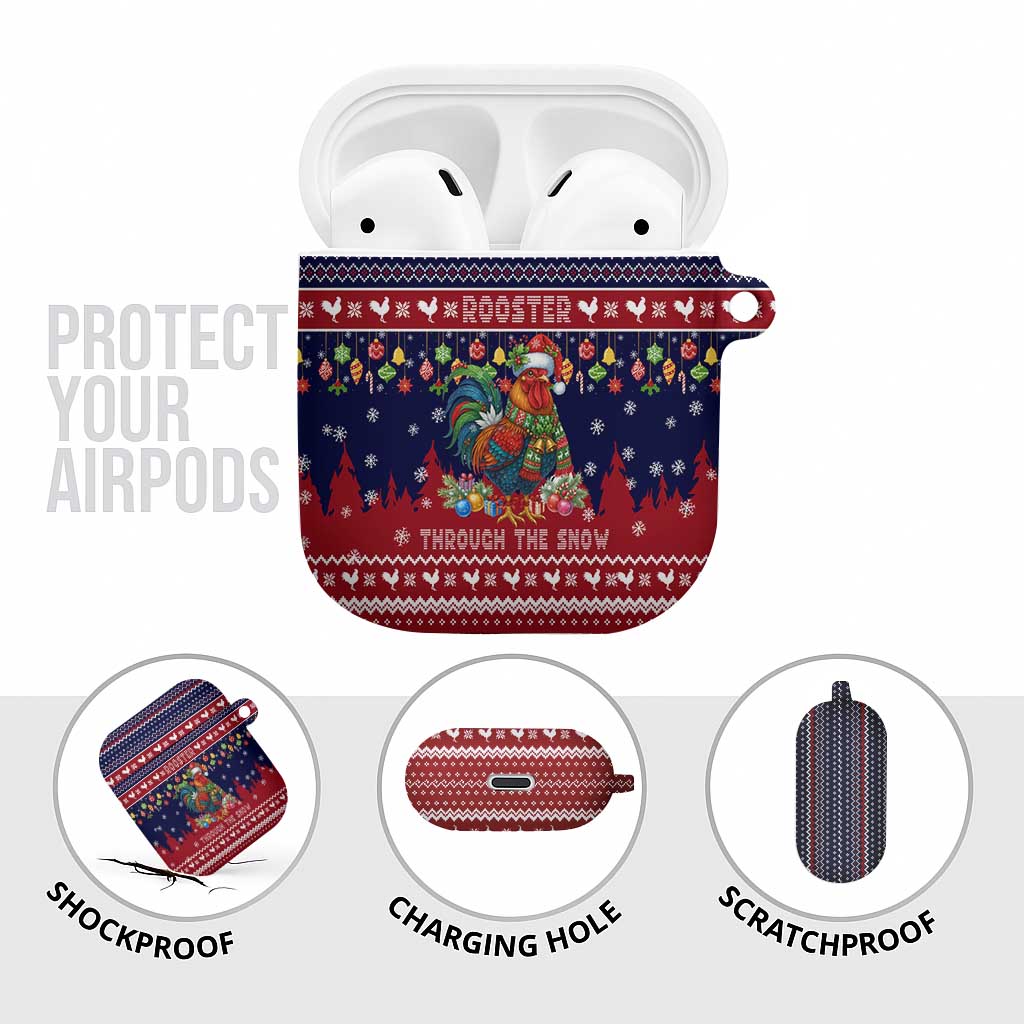 Rooster Through The Snow Christmas AirPods Case Xmas Holiday Patterns - Wonder Print Shop