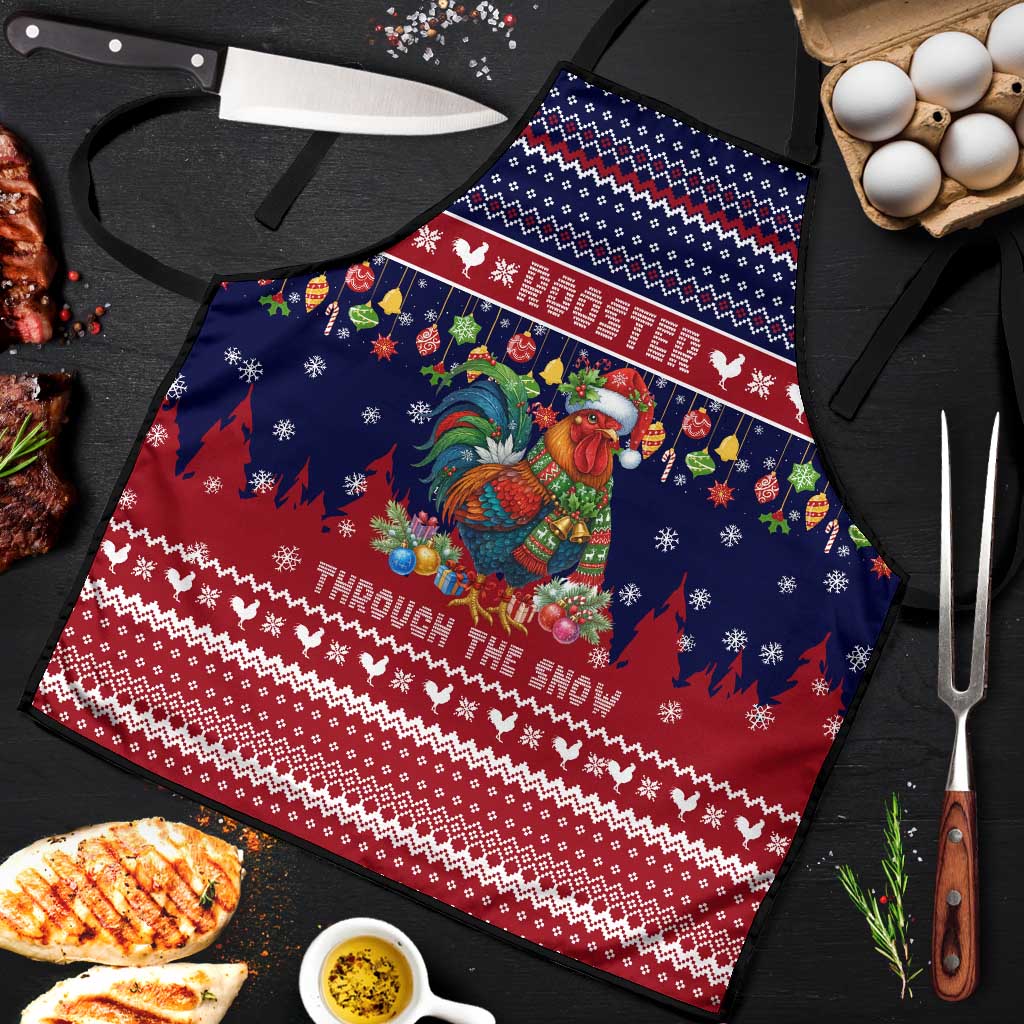 Rooster Through The Snow Christmas Apron Xmas Holiday Patterns - Wonder Print Shop