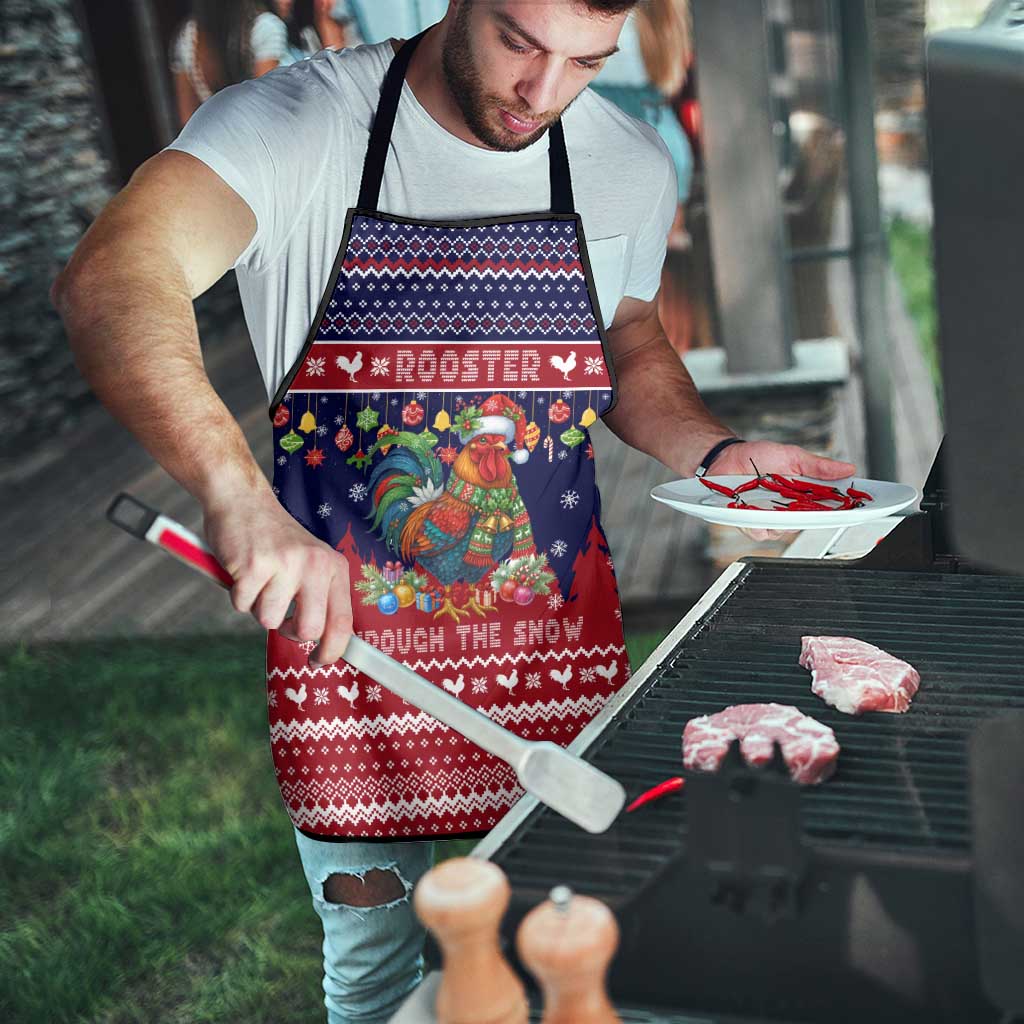Rooster Through The Snow Christmas Apron Xmas Holiday Patterns - Wonder Print Shop