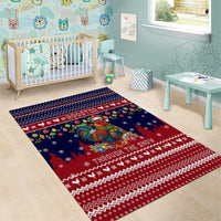 Rooster Through The Snow Christmas Area Rug Xmas Holiday Patterns - Wonder Print Shop