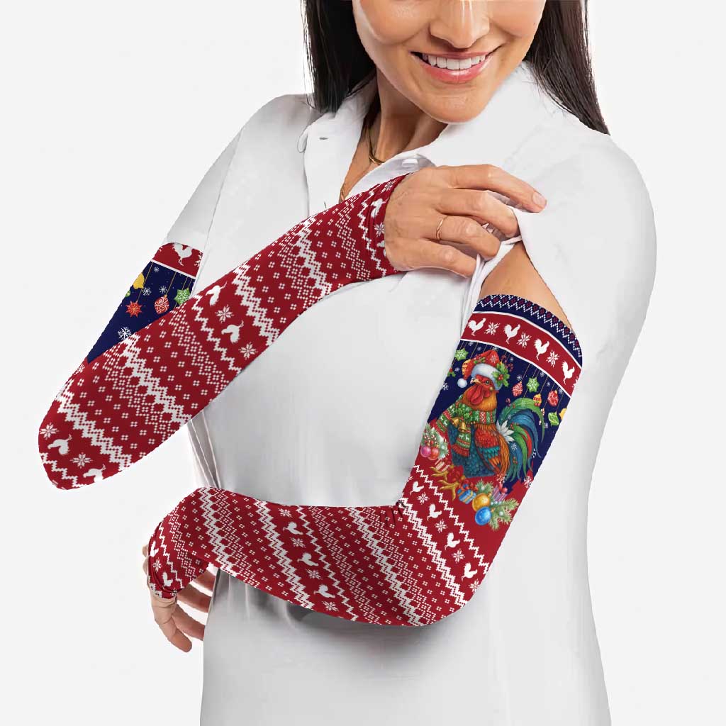 Rooster Through The Snow Christmas Arm Sleeves Xmas Holiday Patterns - Wonder Print Shop