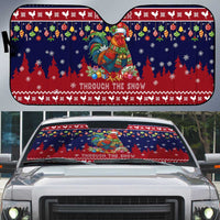 Rooster Through The Snow Christmas Auto Sun Shade Xmas Holiday Patterns - Wonder Print Shop