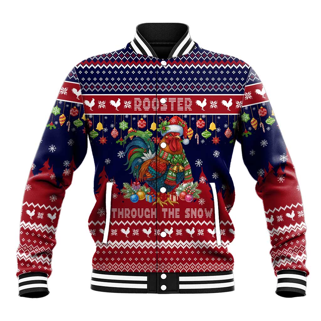 Rooster Through The Snow Christmas Baseball Jacket Xmas Holiday Patterns - Wonder Print Shop