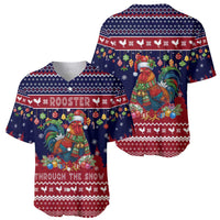 Rooster Through The Snow Christmas Baseball Jersey Xmas Holiday Patterns - Wonder Print Shop