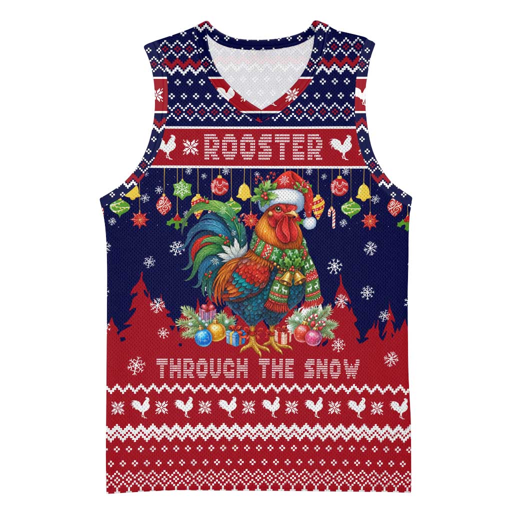 Rooster Through The Snow Christmas Basketball Jersey Xmas Holiday Patterns - Wonder Print Shop
