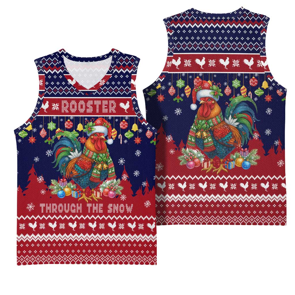 Rooster Through The Snow Christmas Basketball Jersey Xmas Holiday Patterns - Wonder Print Shop