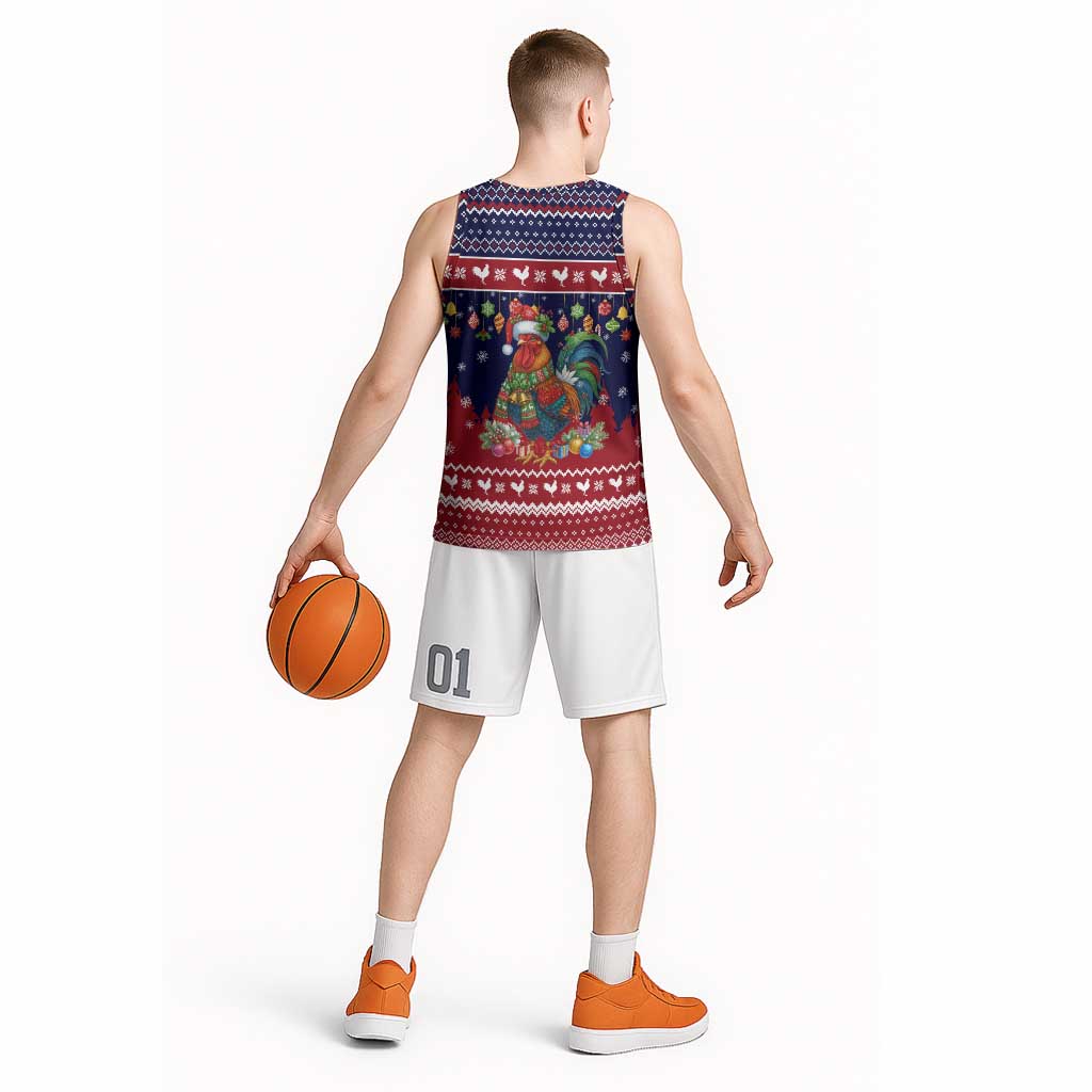 Rooster Through The Snow Christmas Basketball Jersey Xmas Holiday Patterns - Wonder Print Shop