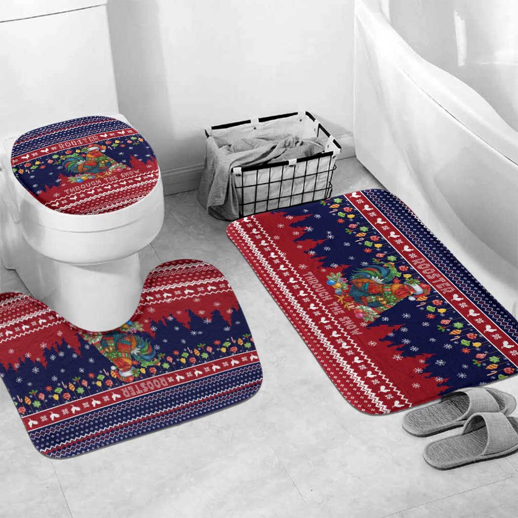 Rooster Through The Snow Christmas Bathroom Set Xmas Holiday Patterns - Wonder Print Shop