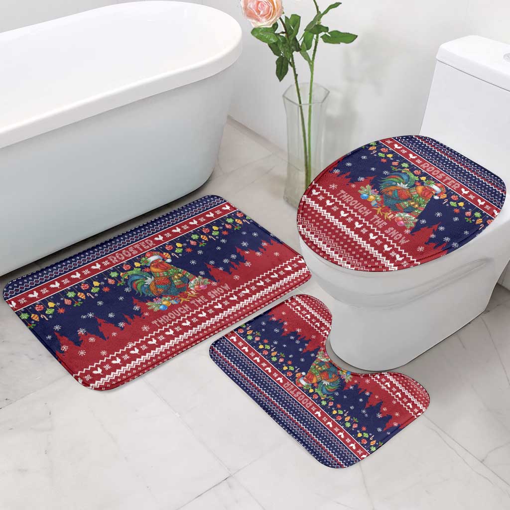 Rooster Through The Snow Christmas Bathroom Set Xmas Holiday Patterns - Wonder Print Shop