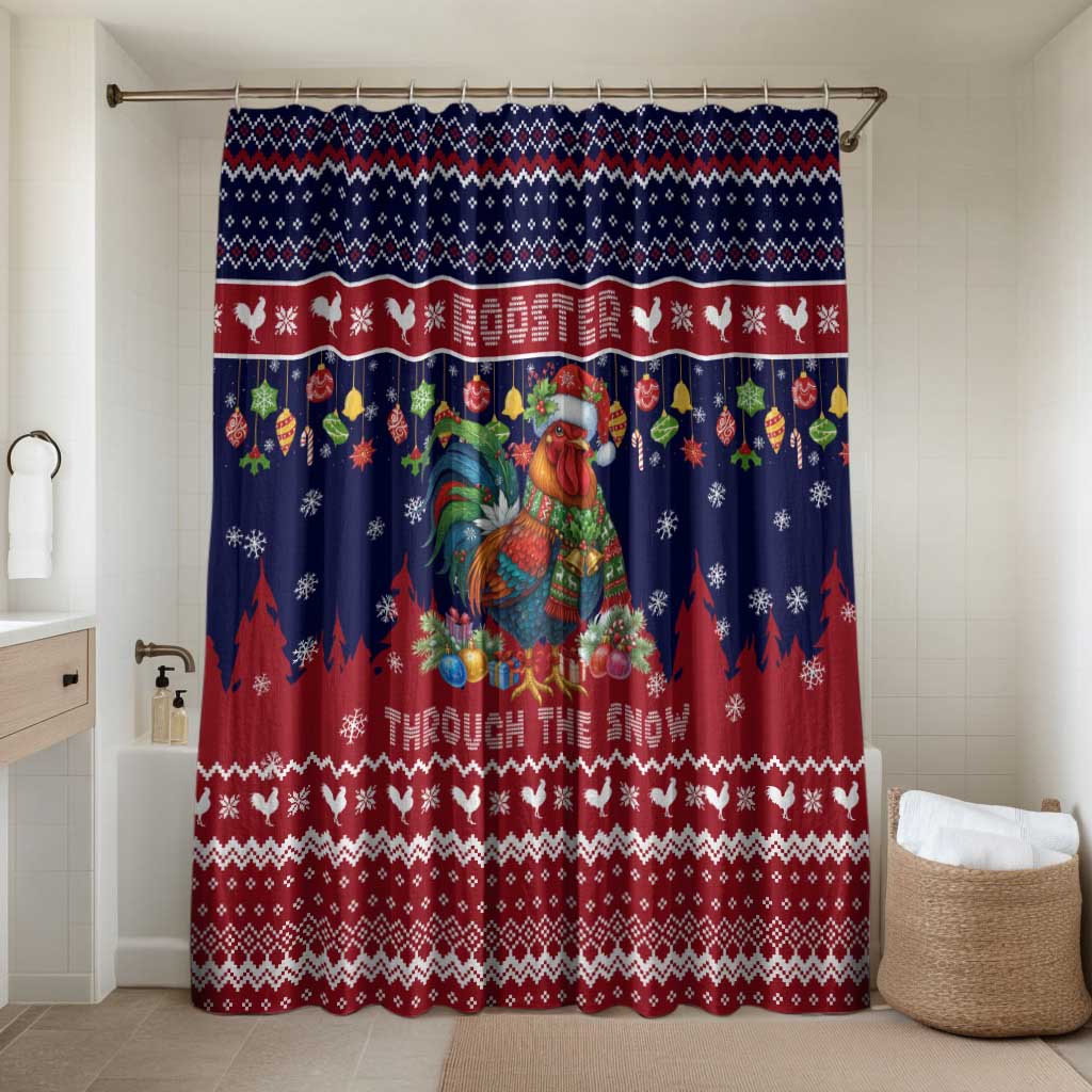 Rooster Through The Snow Christmas Bathroom Set Xmas Holiday Patterns - Wonder Print Shop