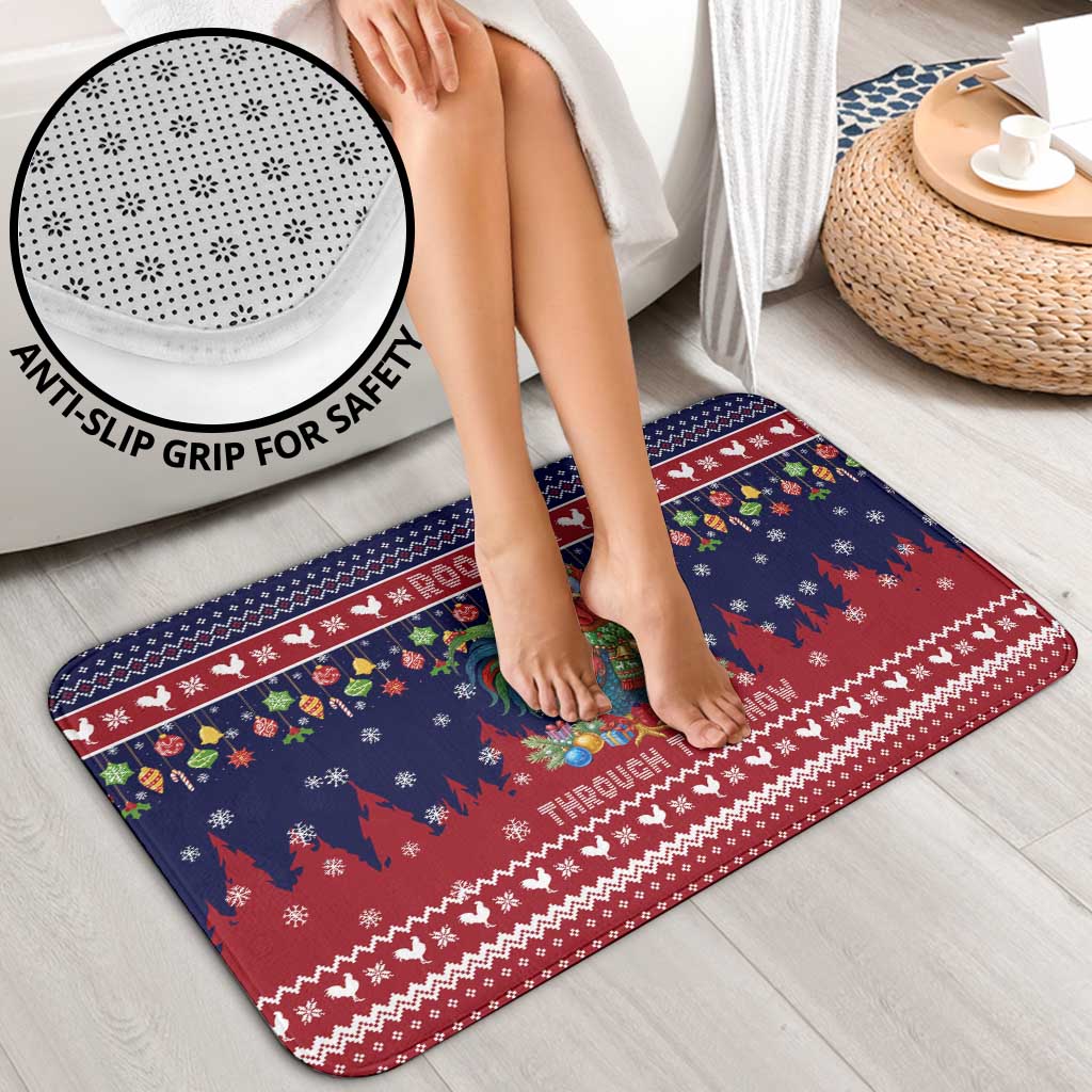 Rooster Through The Snow Christmas Bathroom Set Xmas Holiday Patterns - Wonder Print Shop