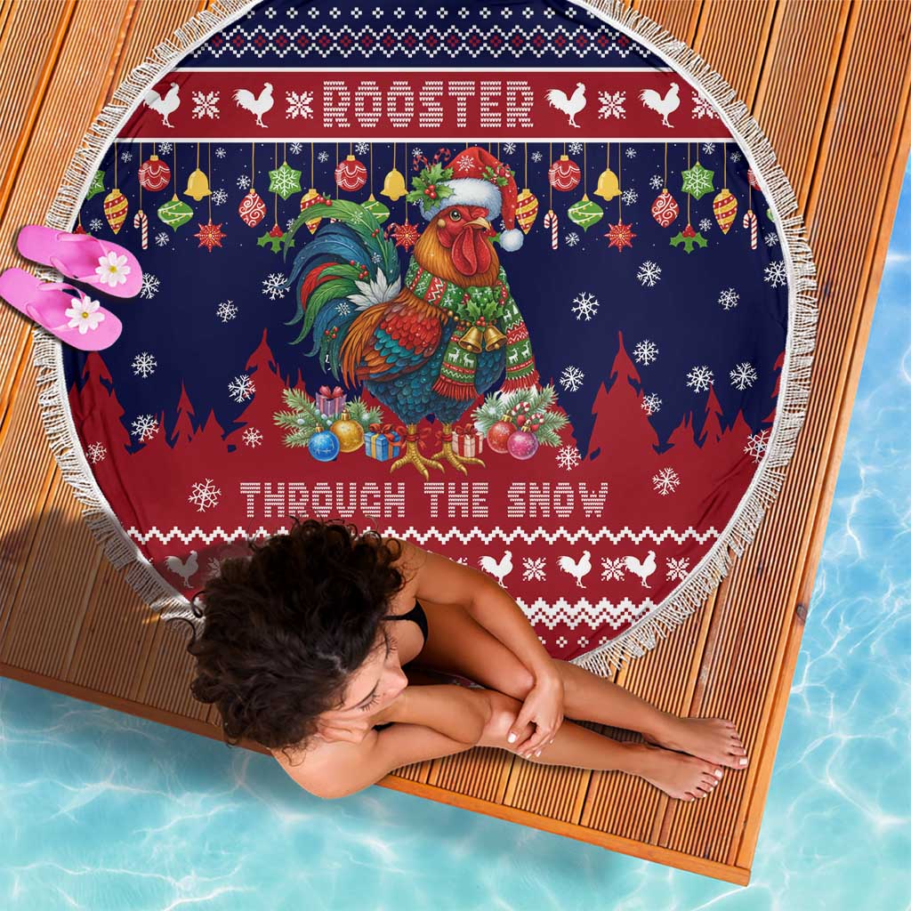 Rooster Through The Snow Christmas Beach Blanket Xmas Holiday Patterns - Wonder Print Shop