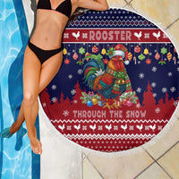 Rooster Through The Snow Christmas Beach Blanket Xmas Holiday Patterns - Wonder Print Shop