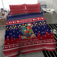 Rooster Through The Snow Christmas Bedding Set Xmas Holiday Patterns - Wonder Print Shop