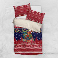 Rooster Through The Snow Christmas Bedding Set Xmas Holiday Patterns - Wonder Print Shop