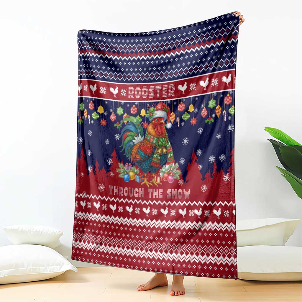 Rooster Through The Snow Christmas Blanket Xmas Holiday Patterns - Wonder Print Shop