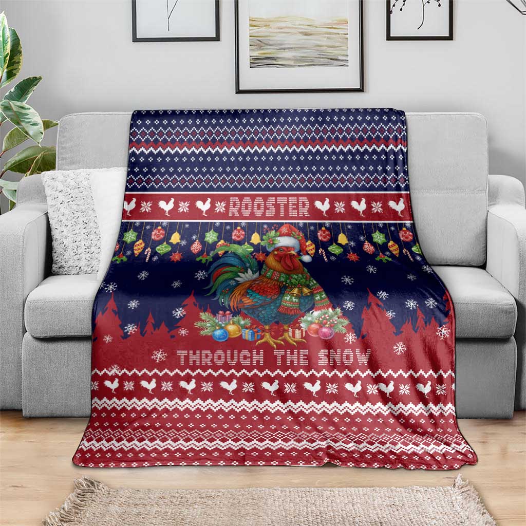 Rooster Through The Snow Christmas Blanket Xmas Holiday Patterns - Wonder Print Shop