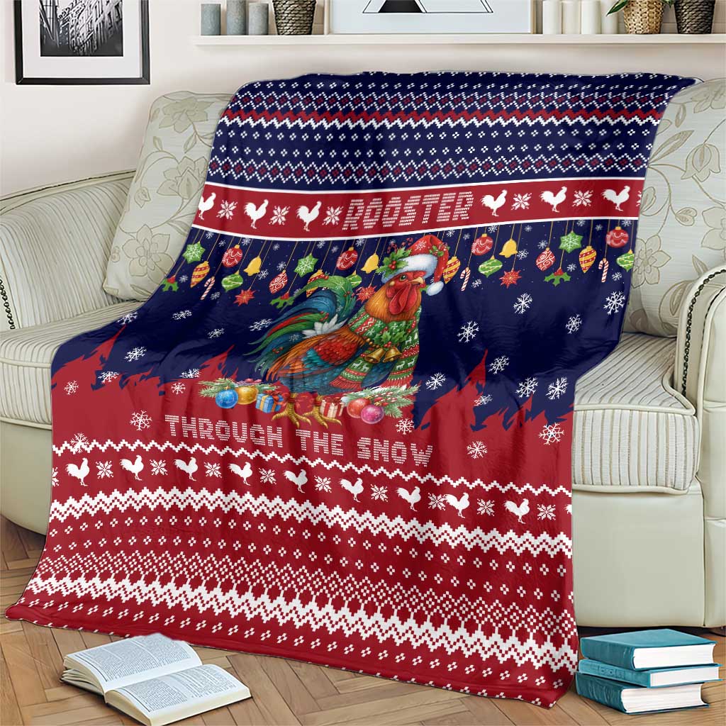 Rooster Through The Snow Christmas Blanket Xmas Holiday Patterns - Wonder Print Shop