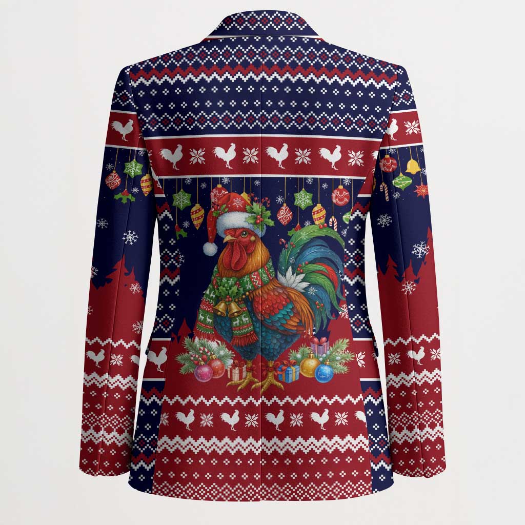 Rooster Through The Snow Christmas Blazer Xmas Holiday Patterns - Wonder Print Shop