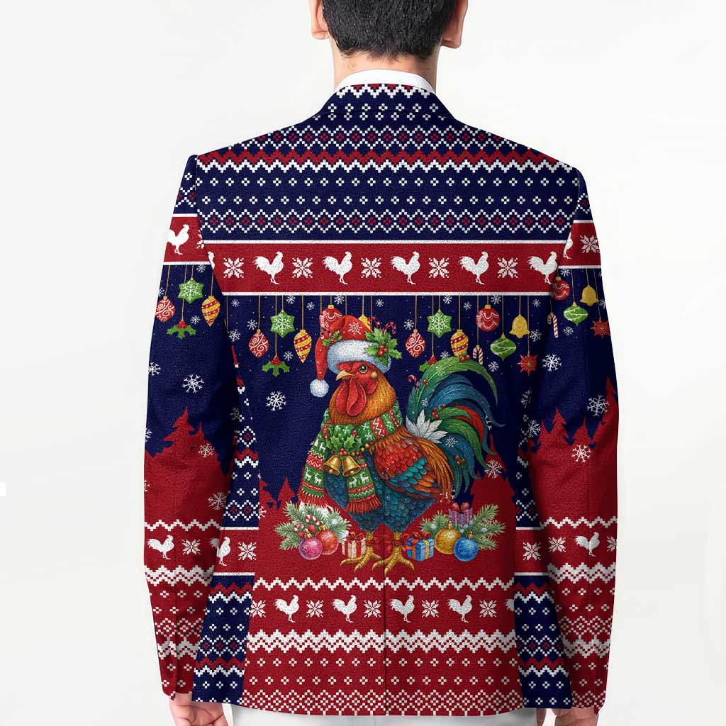 Rooster Through The Snow Christmas Blazer Xmas Holiday Patterns - Wonder Print Shop