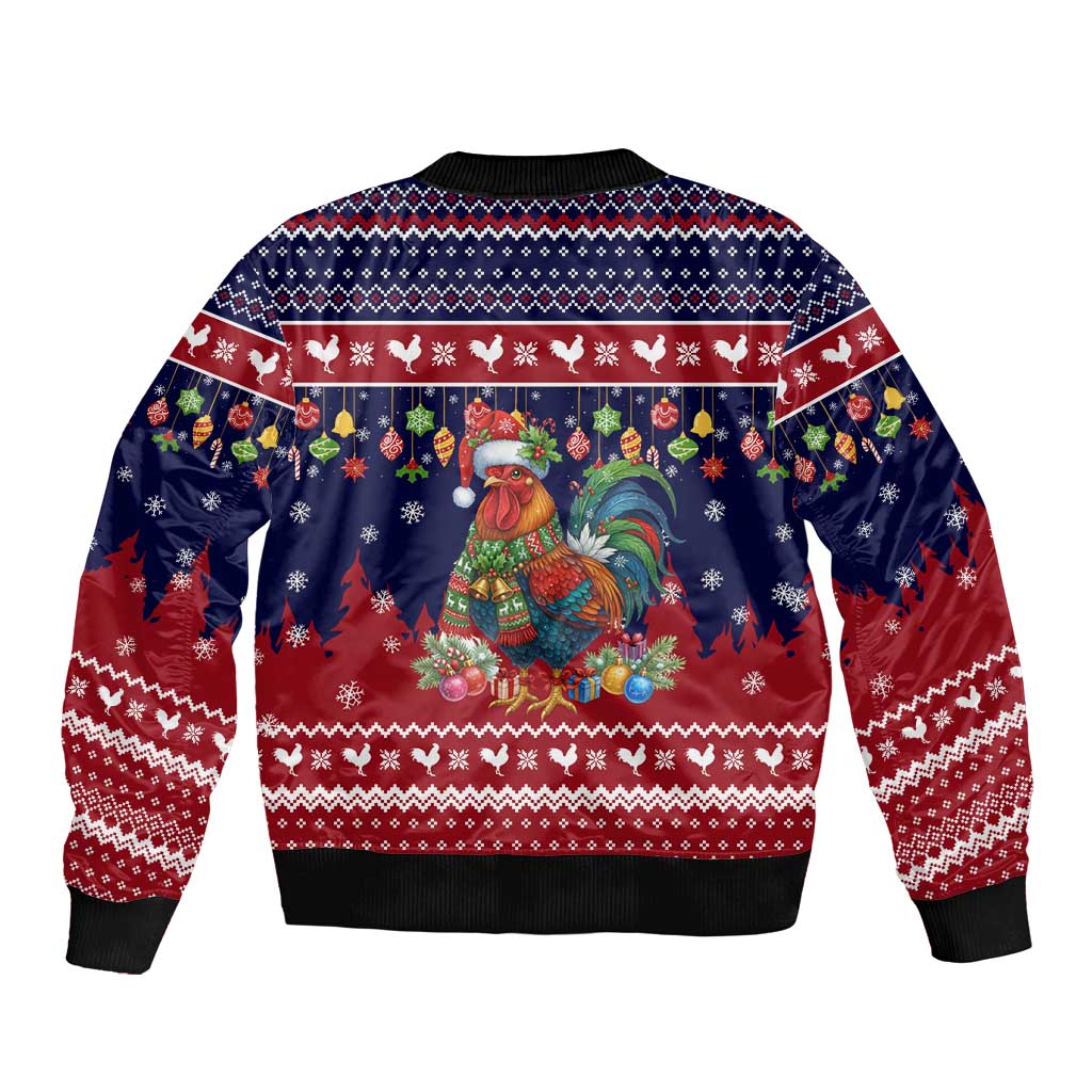 Rooster Through The Snow Christmas Bomber Jacket Xmas Holiday Patterns - Wonder Print Shop