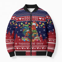Rooster Through The Snow Christmas Bomber Puffer Jacket Xmas Holiday Patterns - Wonder Print Shop