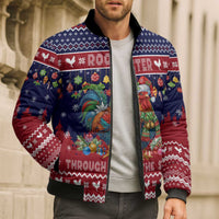 Rooster Through The Snow Christmas Bomber Puffer Jacket Xmas Holiday Patterns - Wonder Print Shop