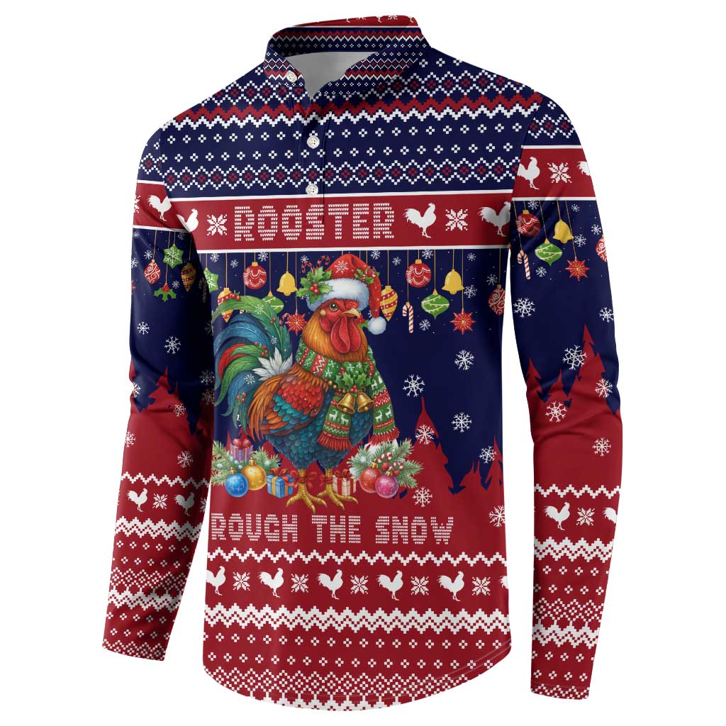 Rooster Through The Snow Christmas Button Sweatshirt Xmas Holiday Patterns - Wonder Print Shop